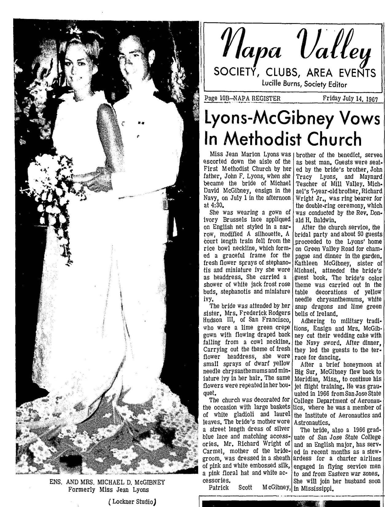 Napa newlyweds from 1967